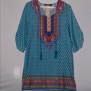Blue Geometric Patterned Women's Top